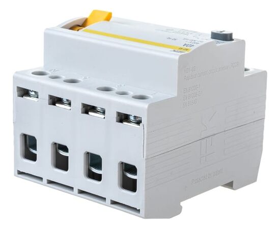  Выключатель IEK ВД1-63 (MDV10-4-040-100) дифф.тока УЗО  40A 100мА AC 4П 400В 4мод белый (упак.:1шт) 