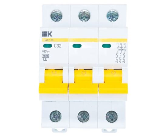  Выключатель IEK ВА47-29 (MVA20-3-032-C) автоматический 32A тип C 4.5kA 3П 400В 3мод белый (упак. 1шт) 