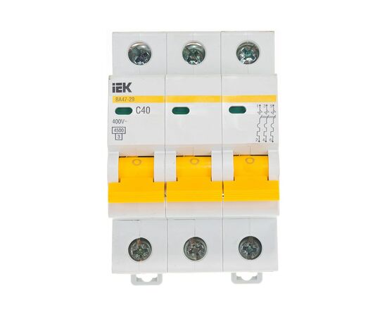  Выключатель автоматический IEK ВА47-29 (MVA20-3-040-C) 3Р 40А 4,5кА х-ка С 