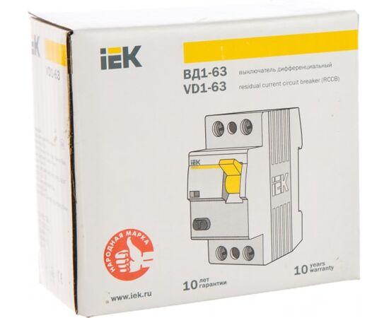  Выключатель дифференциального тока IEK ВД1-63 ИЭК MDV10-2-040-030 2п 40A 30mA тип AC 