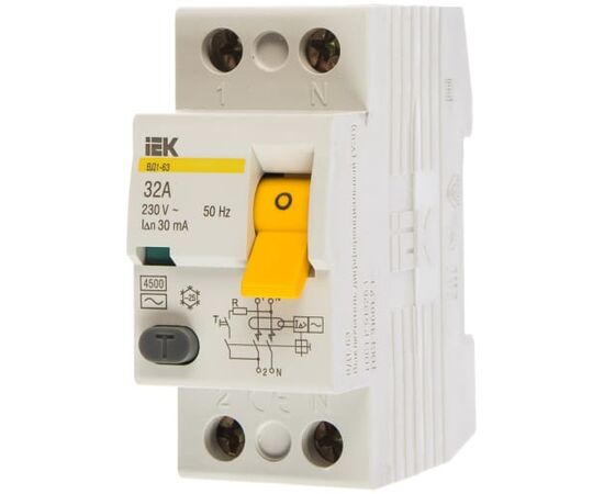  Выключатель дифференциального тока IEK ВД1-63 ИЭК MDV10-2-032-030 2п 32A 30mA тип AC 