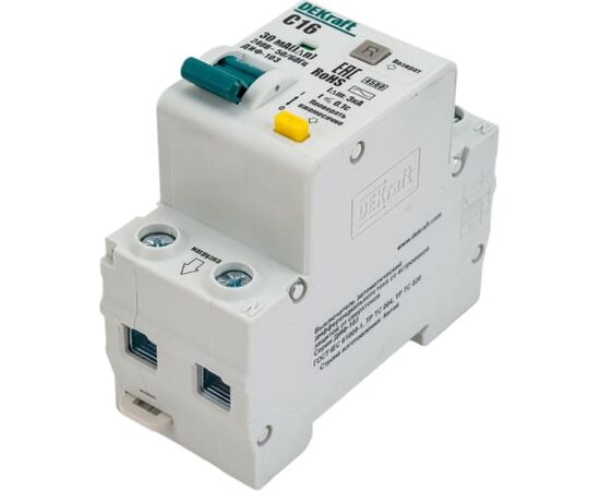  АВДТ DEKraft ДИФ-103 16052DEK 1Р+N 16А 30мА тип AC х-ка C 4.5кА 