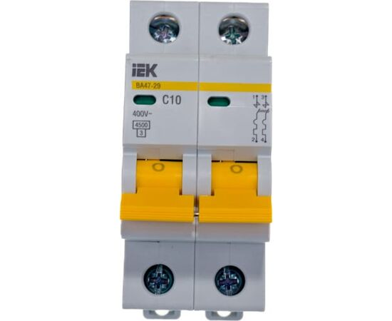  Выключатель автоматический IEK ВА47-29 (MVA20-2-010-C) модульный 2п C 10А 4.5кА 