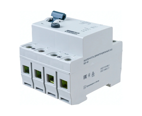  УЗО IEK ВД1-63 Generica (MDV15-4-040-030 ) 40A 4.5kA 30мА AC 4П 400В 4мод серый (упак. 1шт) 