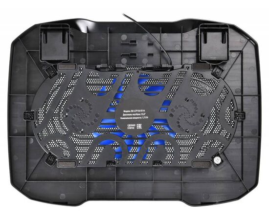  Подставка для ноутбука до 15,6" Buro BU-LCP156-B114 Black, вентилятор: 140 мм, поток: 74.35 CFM, уровень шума: 20 dB(A), сквозной USB-разъём, LED подсветка, регулировка наклона, материал: металл, пластик 